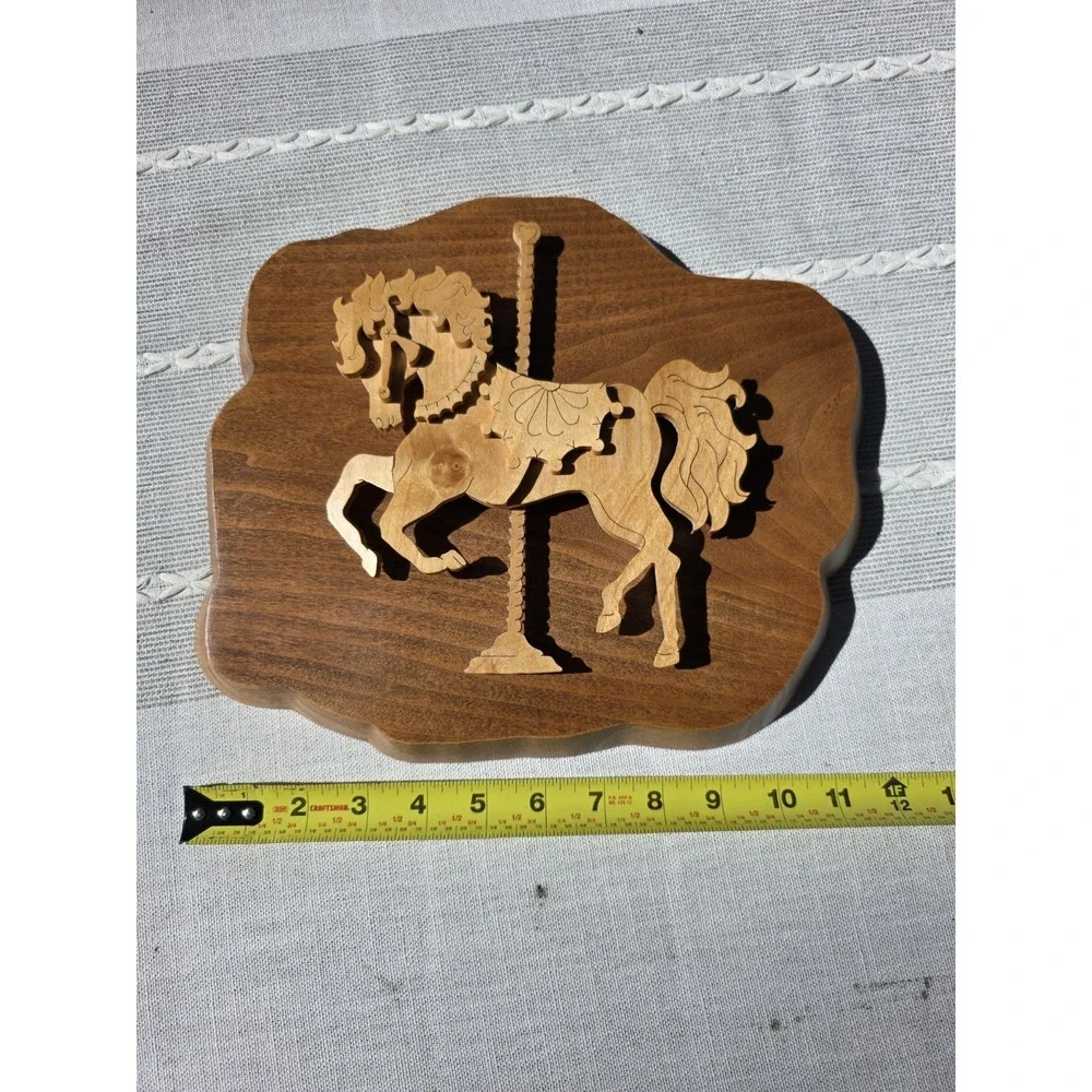 VTG Handcrafted Wooden Carousel Horse Wall Plaque Folk Art 12x10 Nursery Decor‎